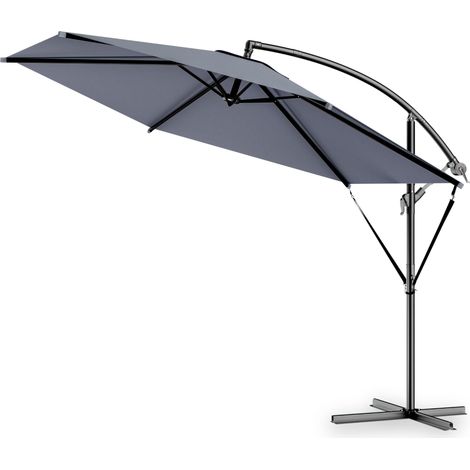 Parasol de jardin déporté Ø300 cm anthracite, toile hydrofuge et protection UV 30+ (1/5)
