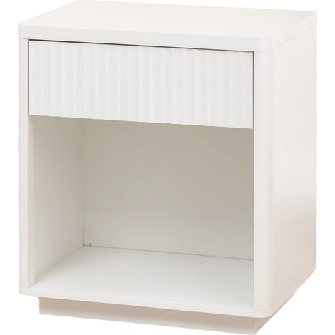 Table de chevet avec tiroir et étagère ouverte, table d'appoint moderne au design ondulé, bout de canapé robuste en bois pour chambre, salon, bureau – montage facile (1/5)