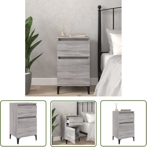 The Living Store Table de chevet sonoma gris 40x35x70 cm - Table De Chevet - Meuble De Chambre - Armoire - Commode - Étagère Murale (1/5)