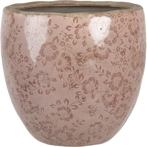 Pot de fleurs en céramique rose Ø 20 x 19 cm pour décoration intérieure style romantique - PANGIVO (1/3)