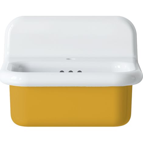 Lavabo rétro en céramique 50 cm - True Colors Lite - Arrondi - Jaune Moutarde Brillant (1/5)