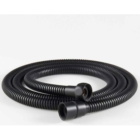 Tuyau douche flexible inox 1.5m - Nosheir - Noir, raccords laiton, anti-torsion (1/5)