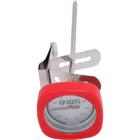 Taschenthermometer mit Sofortanzeige zum Aufschäumen von Milch, inklusive Küchenzange aus Edelstahl 304 für Kaffee und heiße Schokolade. Quadratische Form. Farbe: Rot. (1/5)