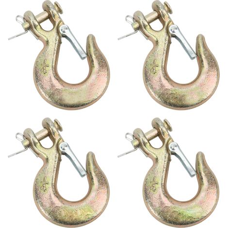 Ortviai Crochet à cliquet type étrier en acier forgé G70 – 4 pièces, charge 1250 kg, diamètre 6,35 mm