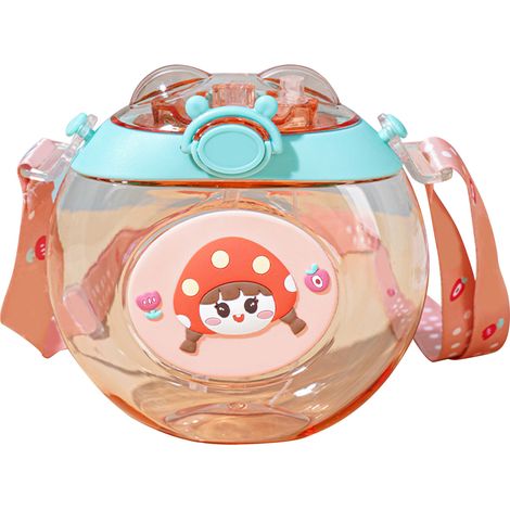 Gourde enfant forme donut vert cartoon mignon plastique portable avec paille bouteille d'eau enfant amusante (1/5)