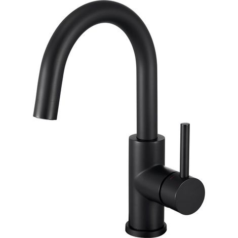 Bathroom Faucet, 360° Swivel Basin Faucet, High Spout Basin Mixer, Faucet for Bathroom or Small Kitchen, Matte Black (1/5)
