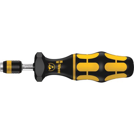 Wera 7445 Kraftform ESD, Tournevis dynamométrique réglable avec mandrin à serrage rapide Rapidaptor, 1/4 pouce, 2,5 - 11,5 in. lbs. - 05074733001 (1/5)
