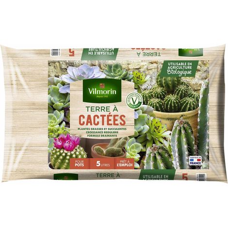 Vilmorin – Terreau à cactées 5 L – Terreau prêt à l'emploi pour cactées et plantes désertiques – Croissance régulière et floraison prolongée