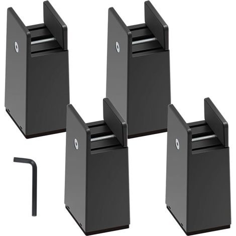 4 Pieds de Meubles Réglables en Hauteur, 15 cm Pieds de Lit Réglable, Pieds de Meuble Riser, Antidérapant Blocs Riser Réglables, Outil de Levage pour Armoires de Lit Canapé Chaises de Table (1/5)