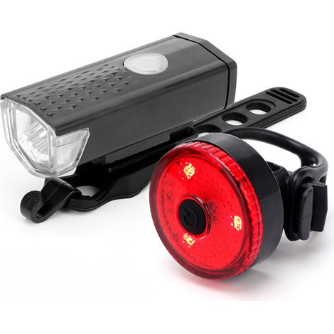 Ensemble d'éclairage vélo LED rechargeable USB, phare avant et feu arrière, étanche IPX4 pour VTT et vélos de route (1/5)