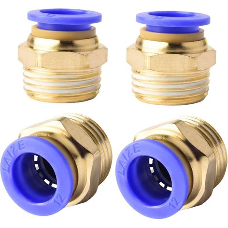 Lot de 4 raccords rapides à filetage extérieur droit Push to Connect Fittings - 12 mm - 1/2''PT (1/5)
