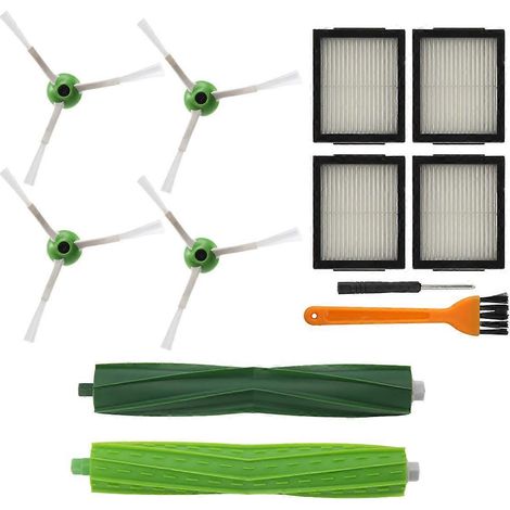 Packung mit 12 Ersatzfiltern für Seitenbürsten, kompatibel mit den Staubsaugern iRobot Roomba i7, i7+, i7 Plus, E5 und E6.