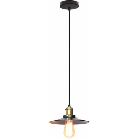 Suspension Plafonnier Industriel - Câble Réglable - Douille E27 - Noir Mat - Pour Salon Salle À Manger Café Restaurant - 1 Pièce