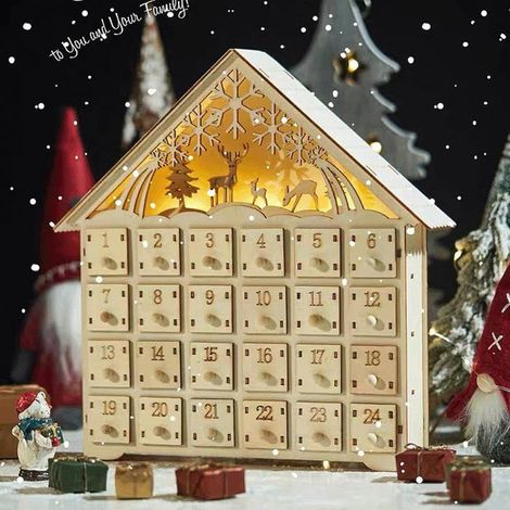 Calendrier de l'Avent - WAKE - Maison - 24 tiroirs - Lumières LED - À remplir soi-même (1/4)