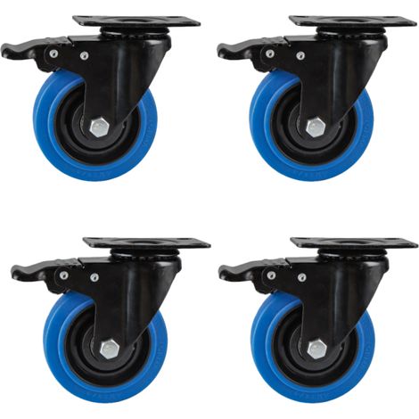 4pcs Roulettes pivotantes en polyuréthane, roues de transport pivotantes à 360 degrés, adaptées aux applications extérieures et industrielles (1/5)