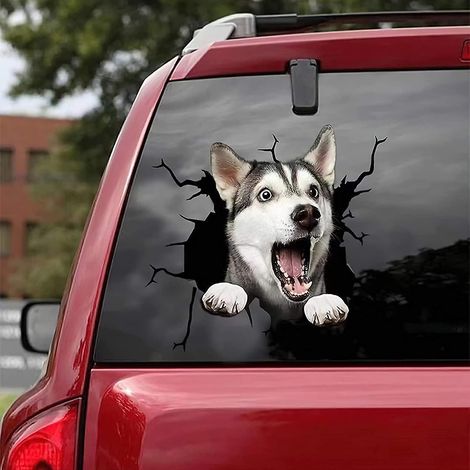 Ensemble d'autocollants pour voiture sur le thème des chiens (Husky, Pitbull et Rottweiler) pour SUV et vitres. (1/3)