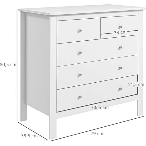 Commode, buffet, ouverture/fermeture silencieuse, dispositif anti-basculement, 79 x 39,5 x 80,5 cm, blanc (1/5)