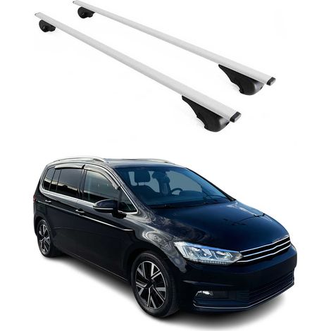 OMAC Barres de toit pour VW Touran II 2015-2026 – TÜV / DIN 75302:2019 – Antivol inclus – Charge max 75 kg – 2 barres Argent (1/4)