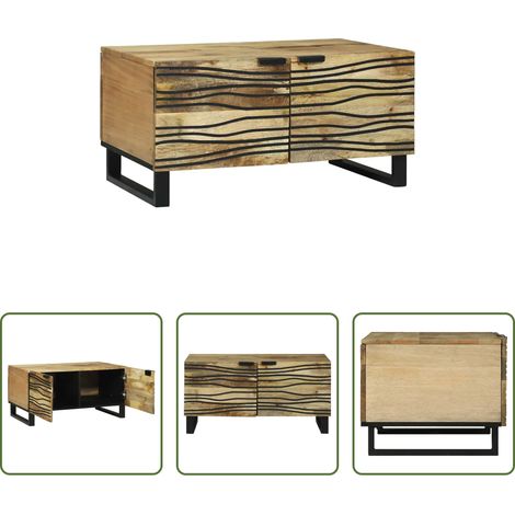 Wohnzimmermöbel - Couchtisch Braun und Schwarz 80 x 50 x 40 cm Massivholz Akazie (1/5)