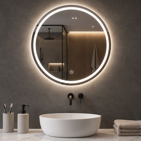Specchio Tondo Diametro 60 cm con Led a 3 Colori Dimmerabile Accensione Touch (1/5)