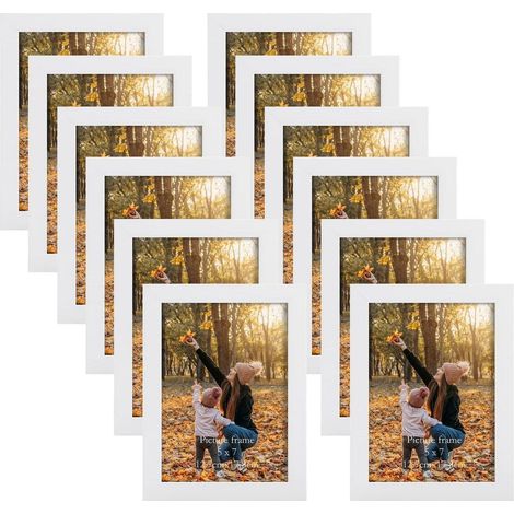 12er Set Weiße Bilderrahmen 13x18 cm Collage Fotos Modern Wand Tisch Aufsteller (1/5)