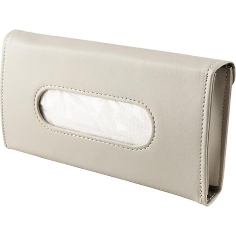 Pare-soleil de voiture boîte à mouchoirs Accessoires en cuir Clip porte-mouchoir pour le siège arrière et le dos (beige)