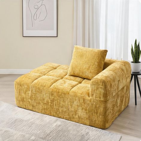 Sofa confortable avec chaiselongue housse en tissu chenille (1/5)