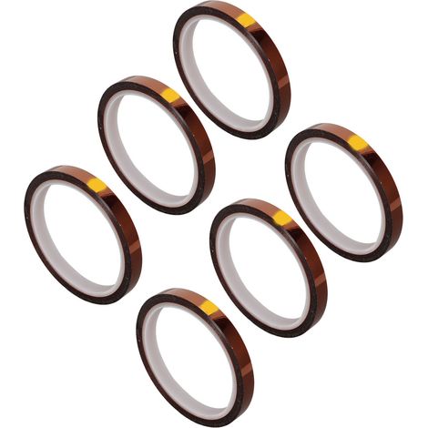 Lot de 6 rubans adhésifs haute température (ruban Pi, ruban pour mugs, ruban polyimide résistant aux hautes températures, ruban de sublimation, 0,6 cm) (1/5)