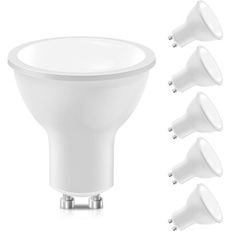 Ampoules LED GU10, 5W équivalent 40W, 380lm, Blanc Chaud 3000K, 120° Larges Faisceaux, Ampoules LED Spot, Lot de 6 (1/5)