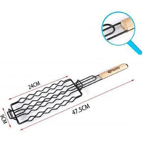 TrAdE Shop Traesio - Griglia Per Barbecue 47.5x24x9cm Per Braciata Wurstel Hot Dog Carne Verdure 802059 - (1/2)