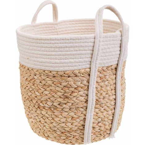 Cesto blanco de cuerda trenzada d30x30 (1/5)