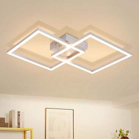 GBLY Lampada Soffitto LED 24W 3000K Bianco Caldo Quadrata Argento Girevole per Camera Salone Cucina Corridoio