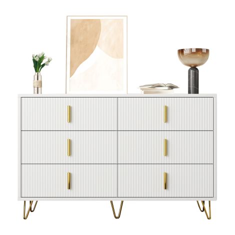 Buffet moderne élégant avec grand espace de rangement – commode design contemporain aux poignées dorées (1/5)