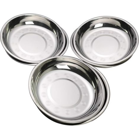 Lot de 6 Assiettes, Acier inoxydable, Forme ronde, 20 cm diamètre, Cuisine, Barbecue, Camping