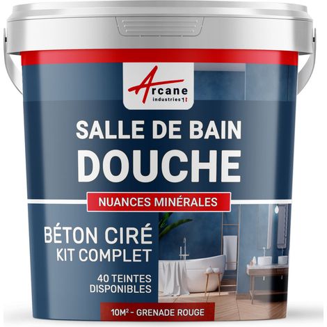 béton ciré, salle de bain, douche italienne, pièce d'eau, kit, beton, cire, salle de bains, douche italienne - 10 m² (en 2 couches) Grenade Rouge - ARCANE INDUSTRIES