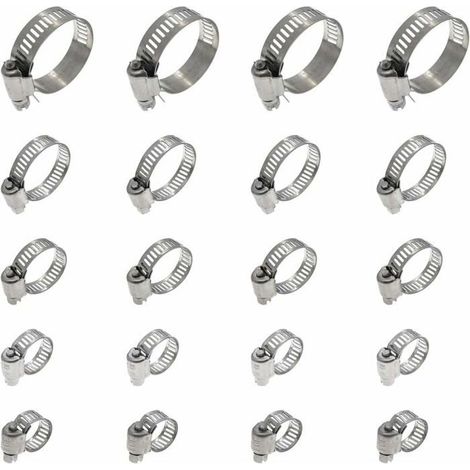 20 fascette stringitubo regolabili, 16-25 mm, in acciaio inox 304 (1/5)