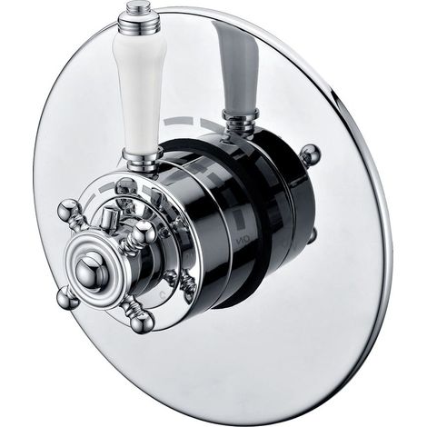 Traditional Concealed Thermostatic Shower Valve 128mm x 135mm - Chrome