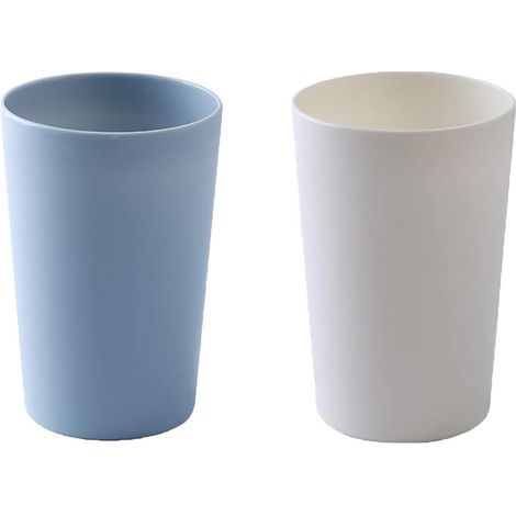 Semplice tazza per bere, tazza di plastica per la casa, porta spazzolino per coppie, tazza di grande capacità 300 ml (10 oz) (blu e bianca) (1/5)