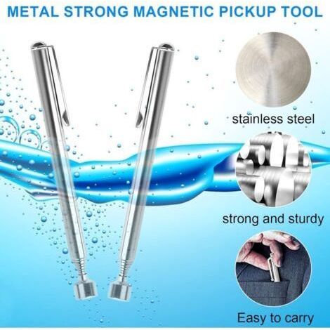 Easy to Use Portable Telescopic Magnetic Pick Up Rod, Extendable Magnetic Hand Tool (Silver) (1/3)