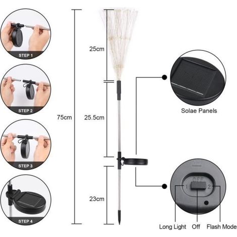 Lampes Solaires Exterieures - - 360 LED - Étanche - Blanc chaud - Jardin (1/4)