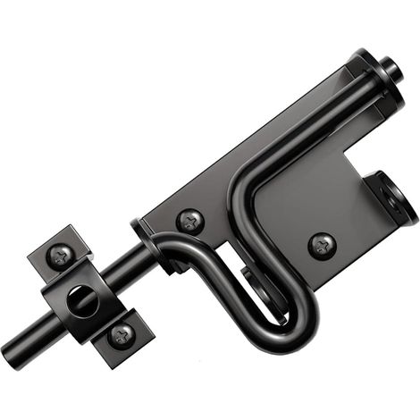 Verrous Loquet Porte à Boulon Coulissant Extérieur, Serrure de Porte avec Trou de Cadenas Inox Targette Loquet de Portail de Fermeture noir