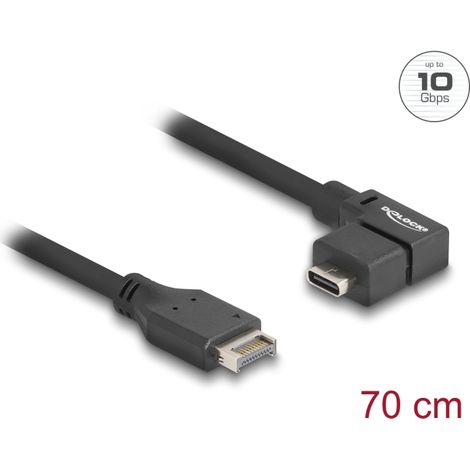 Cable USB 10 Gbps Key Tipo-E A 20 pines macho a USB Type-Câ¢ hembra sesgado 70 cm