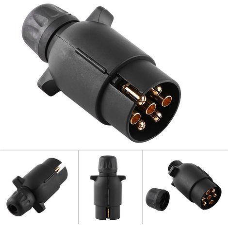 12V 7-poliger N-Stecker für Anhängerkupplung, schwarzer Kunststoffstecker, 7-poliger Verdrahtungsadapter für Anhängerkupplung (1/5)