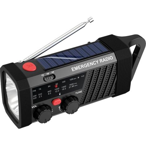 Emergency Radio with SOS Alarm, AM/FM/SW & Flashlight Solar/Hand (1/5)