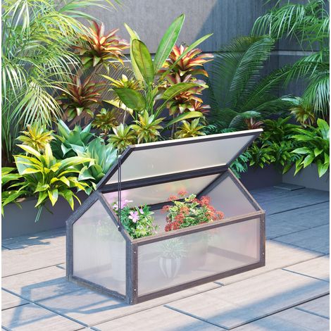Serra da giardino 90x52x49.5 cm grigia in plastica con apertura regolabile (1/5)
