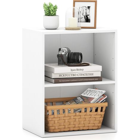 Bibliothèque à 2 Cubes Ouverts avec Étagère Réglable à 5 Positions, Grain de Bois, Étagère pour Salon, Chambre, Bureau, 42 x 29,5 x 53,5 cm, Blanc (1/5)