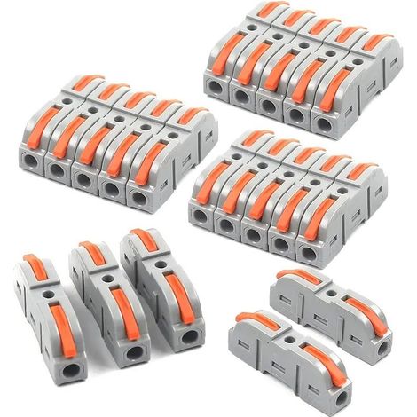 20 Pcs Connecteurs de Fil à Levier – Connexion Rapide, Fil en Ligne 1 à 1, 28-12 AWG, Borne Isolée Électrique à Épissure Compacte (1/5)