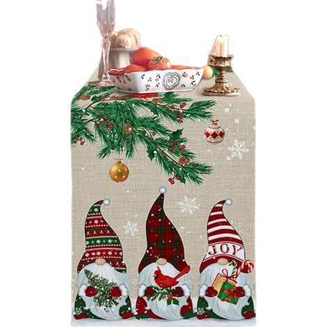 Nappe de Noël, chemin de table de Noël, nappe de Noël, décoration de Noël, linge de table de Noël - 33 x 230 cm, Père Noël (1/5)