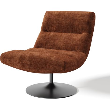 Fauteuil pivotant en velours texturé terracotta ROMA (1/5)