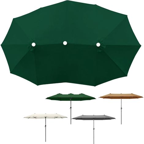 Rechange Toile De Parasol De Jardin 3 Têtes 12 Baleines, Ø270cm Imperméable Auvent De Remplacement pour Parasol Gris/Vert, Auvent Housse De Rechange pour Plage Piscine Cour Jardin(Green) (1/5)